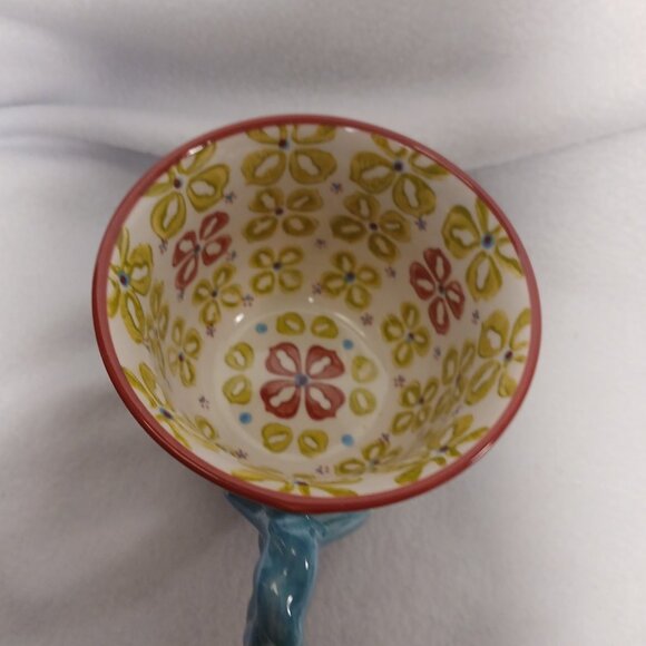 Anthropologie Elka Ayaka Pedestal Coffee Tea Mug Cup Twisted Handle Preowned - Picture 6 of 9